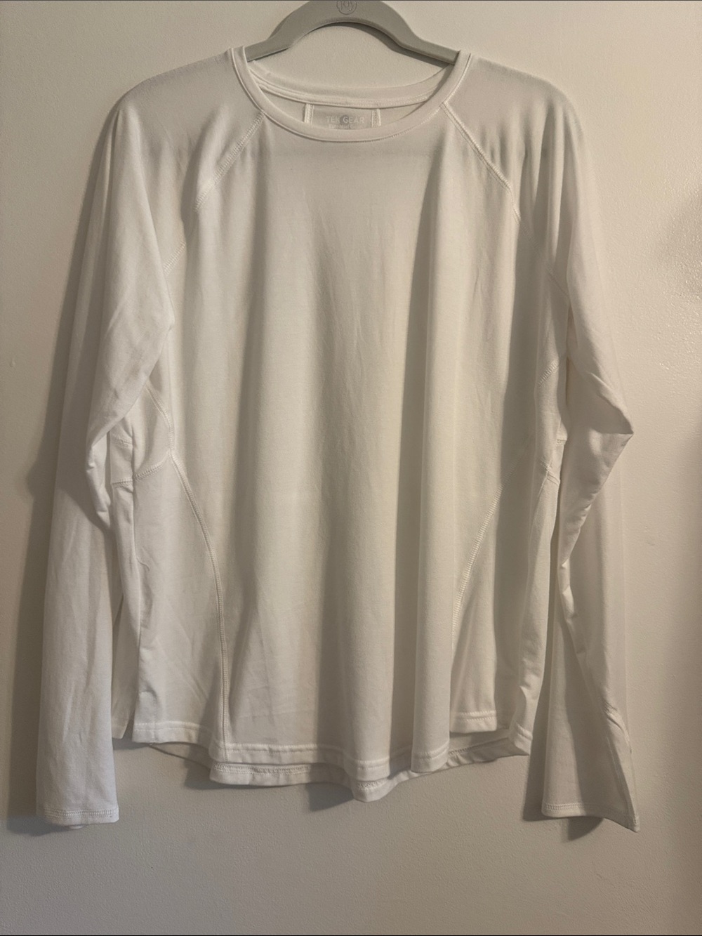 tek gear Women's Long Sleeve Crew Neck Shirt - White, NWOT, L